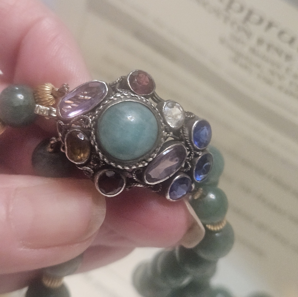 Original Double Strand Necklace Adventurine 14k Y… - image 7